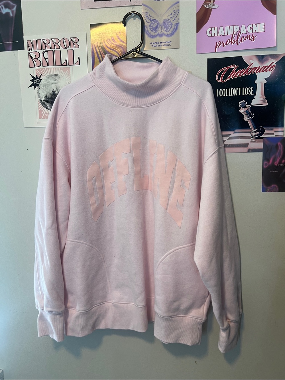 Offline by aerie Pink Mock Neck 'OFFLINE' Pullover
